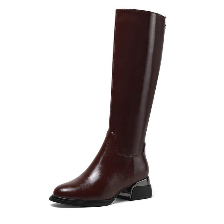 Women's High Shaft Fashion Boots with Side Zipper and Chunky Mid Heel - Style i.html - Image 3