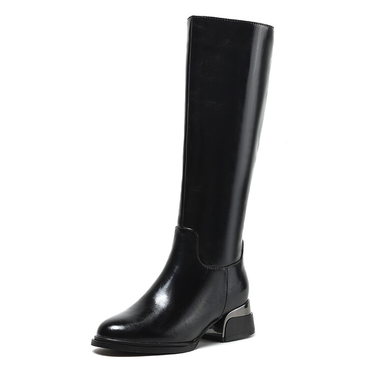 Women's High Shaft Fashion Boots with Side Zipper and Chunky Mid Heel - Style i.html - Image 4