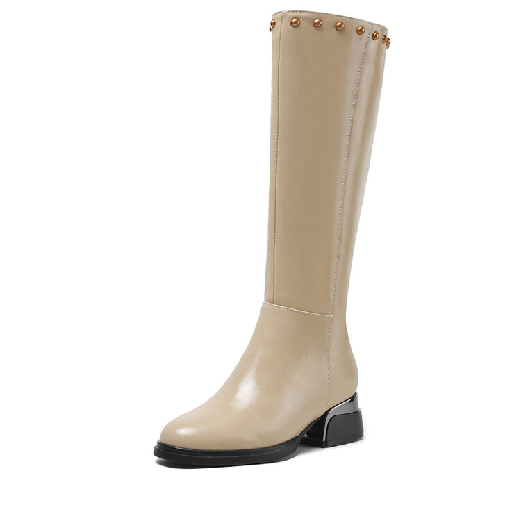 Women's High Shaft Fashion Boots with Chunky Mid Heel and Side Zipper - Style o.html - Image 4
