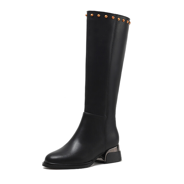 Women's High Shaft Fashion Boots with Chunky Mid Heel and Side Zipper - Style o.html - Image 5