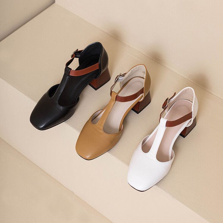 Sweet Mary Jane Sandals with Color Block and Cutout Design - Image 4