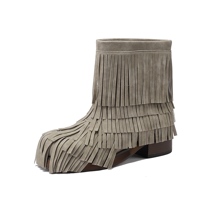 Western Boots for Women PU Mid Chunky Heel Round Toe Short Boots - Image 5