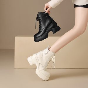 Women's Chelsea Boots with Chunky High Heel and Side Zipper - Style a.html